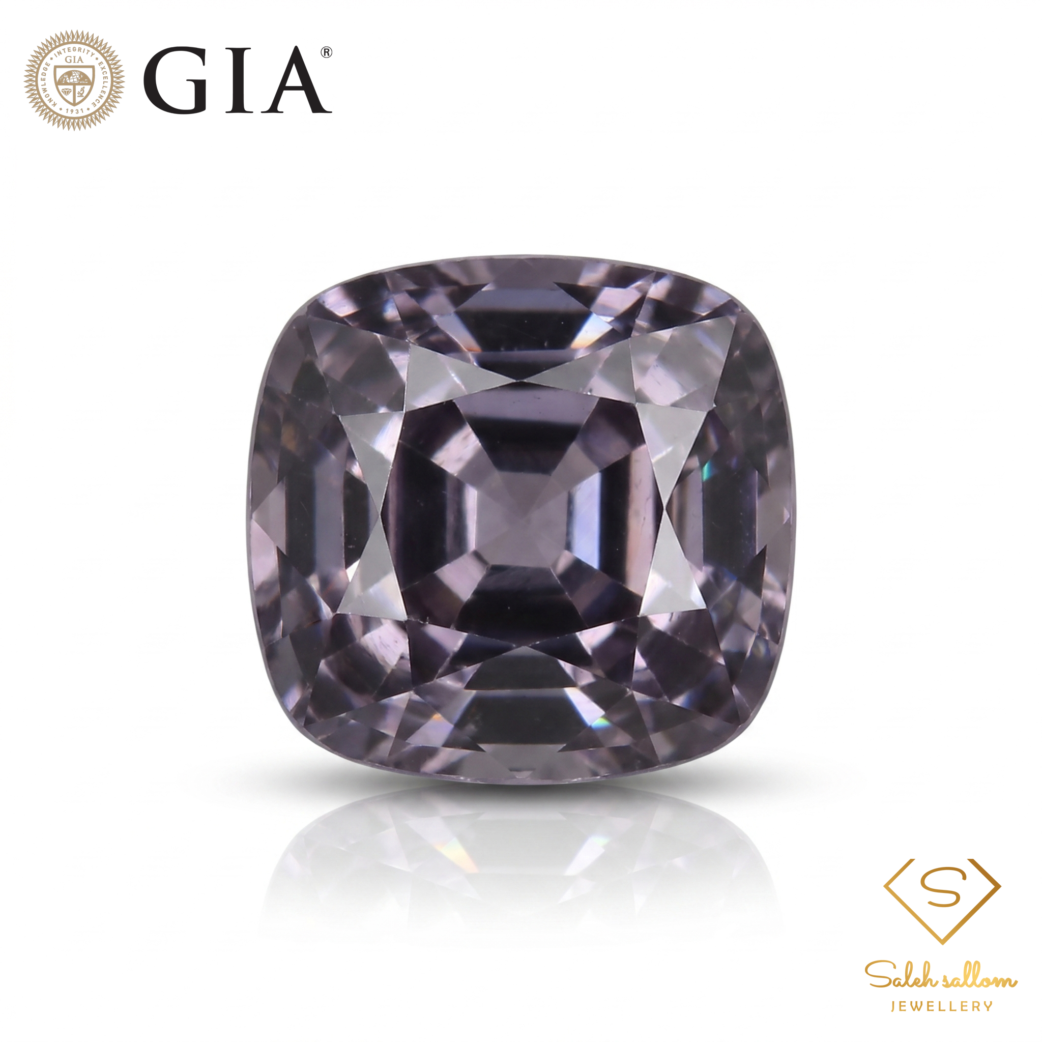 GIA Certified Natural Pinkish Purple Spinel | 1.17 Carat Cushion Cut | Unheated Fine Gemstone-Saleh Sallom Main image