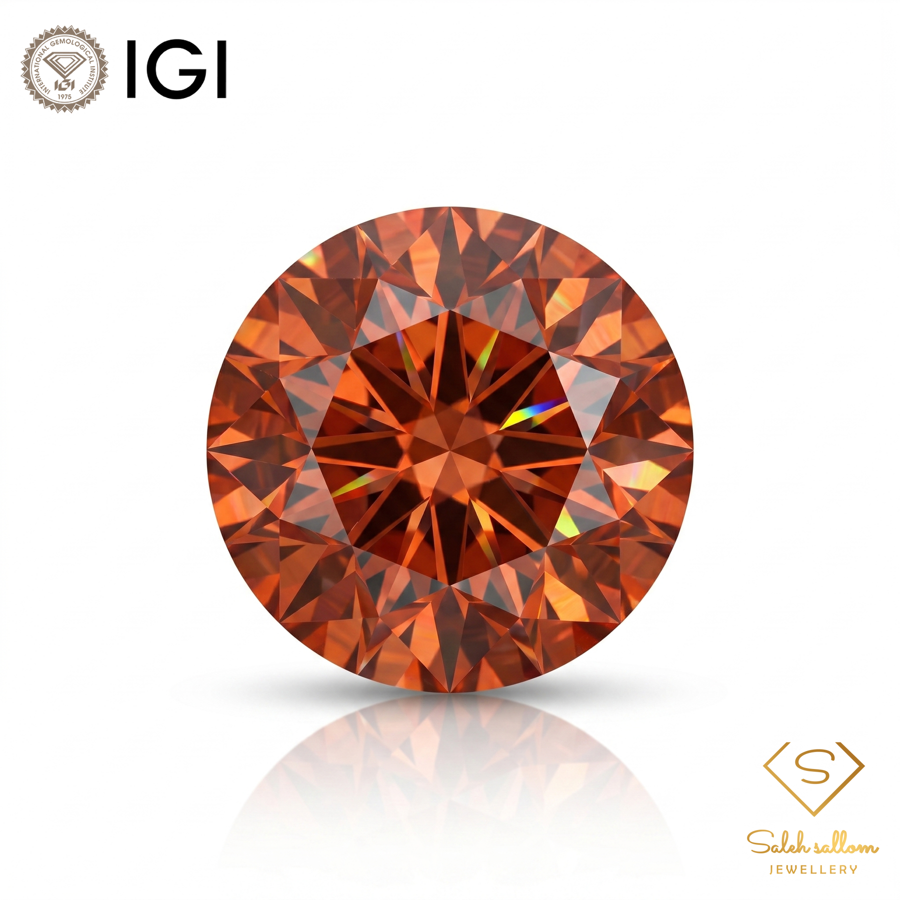 IGI Certified Natural Pinkish Orange Zircon | 0.69 Carat Round Cut | High Brilliance Fire Gemstone