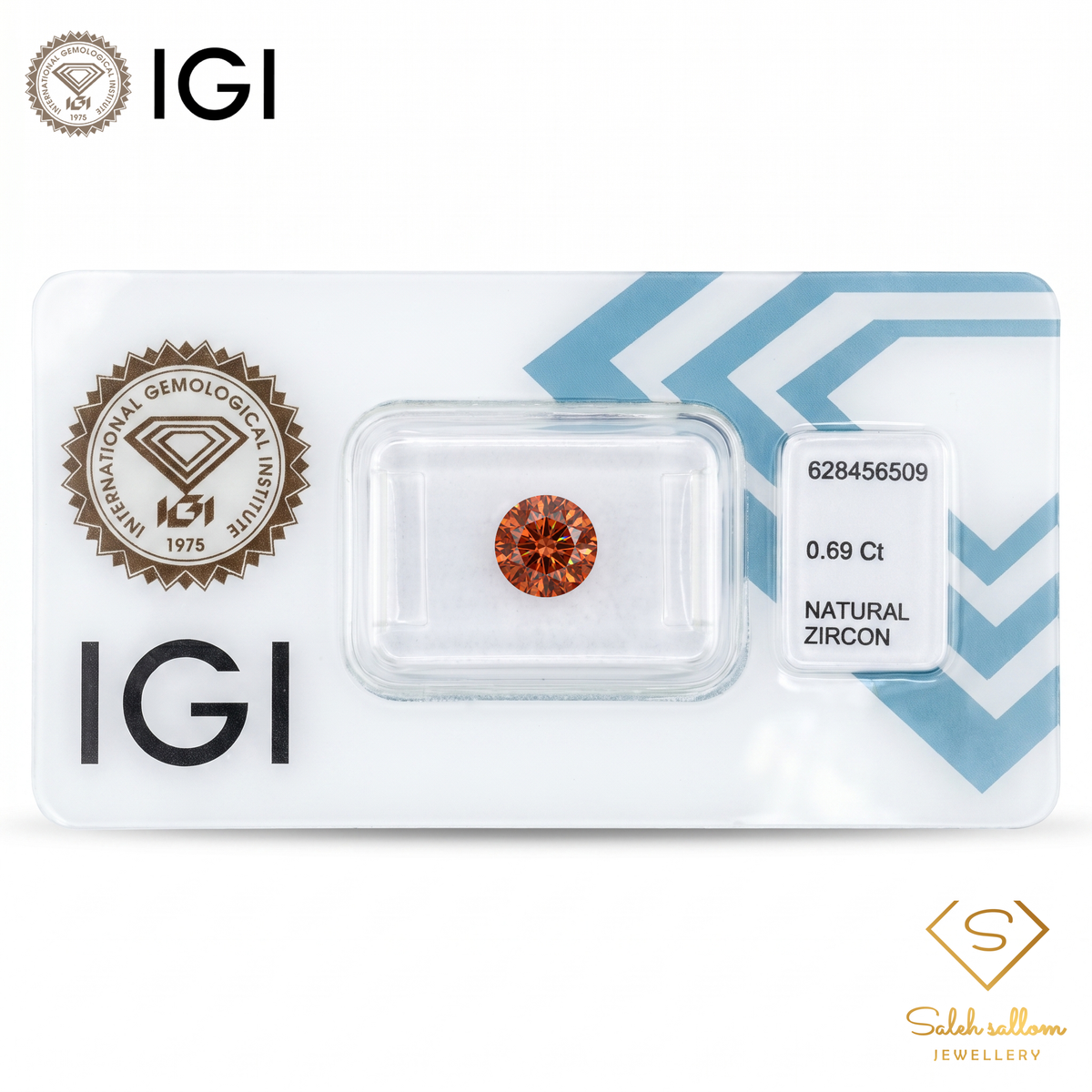 IGI Certified Natural Pinkish Orange Zircon | 0.69 Carat Round Cut | High Brilliance Fire Gemstone