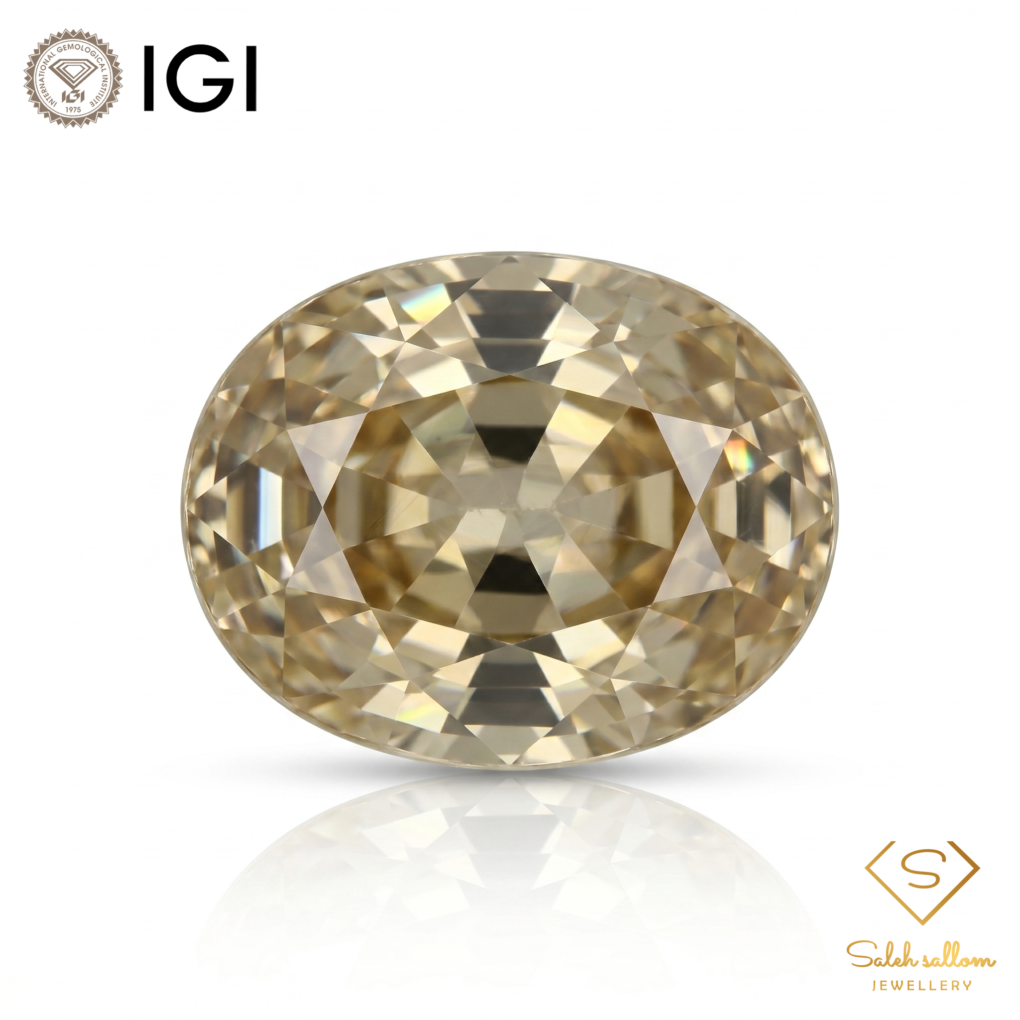 IGI Certified Natural Golden Zircon | 1.43 Carat Oval Cut | Warm Champagne Luxury Gemstone Main image