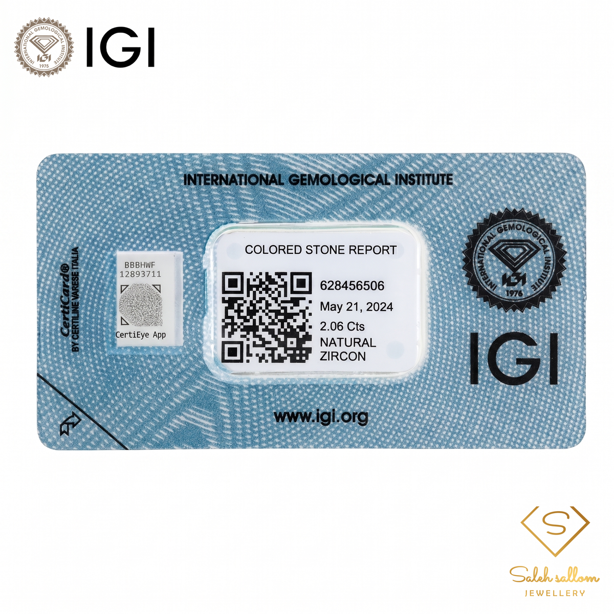 IGI Certified Natural Blue Zircon | 2.06 Carat Oval Cut | Brilliant Ocean Blue Gemstone