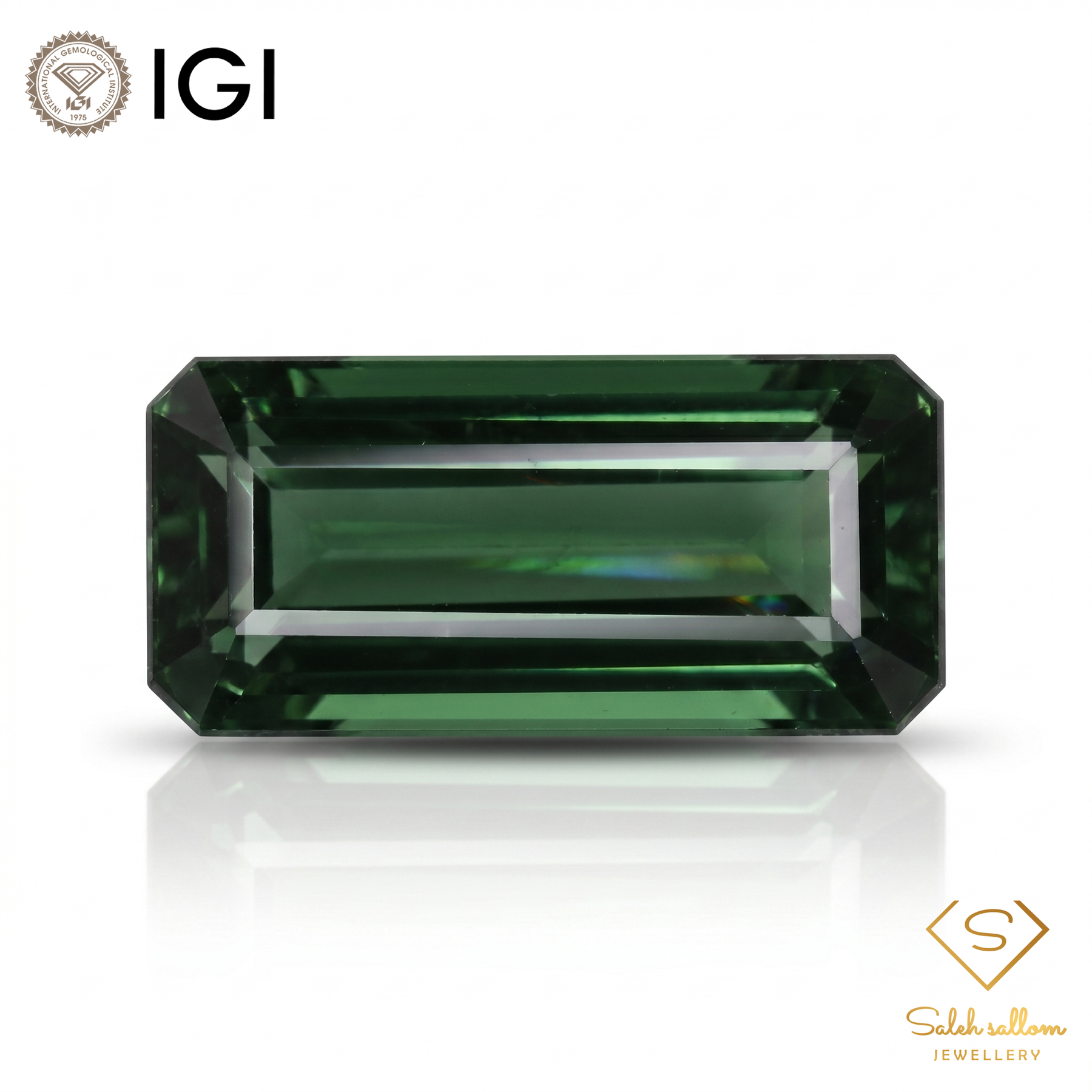 IGI Certified Natural Verdelite Tourmaline | 6.16 Carat Emerald Cut | Elegant Yellowish Green Gemstone-Saleh Sallom