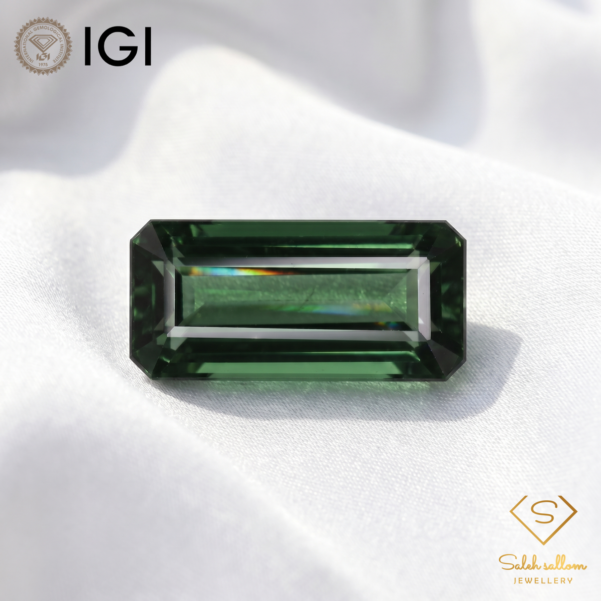 IGI Certified Natural Verdelite Tourmaline | 6.16 Carat Emerald Cut | Elegant Yellowish Green Gemstone-Saleh Sallom