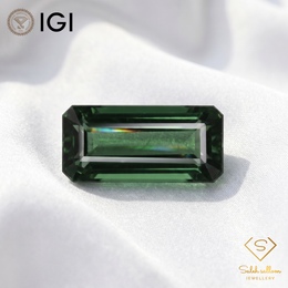 IGI Certified Natural Verdelite Tourmaline | 6.16 Carat Emerald Cut | Elegant Yellowish Green Gemstone-Saleh Sallom