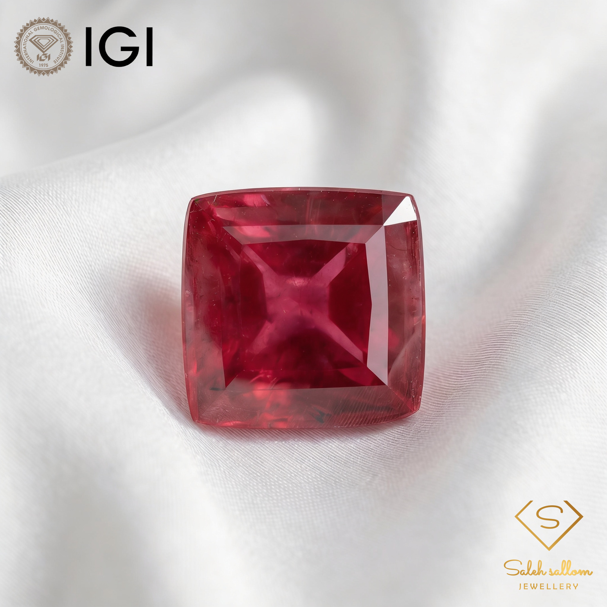 IGI Certified Natural Rubellite Tourmaline | 4.53 Carat Square Cabochon | Rich Purplish Pink Gemstone Secondary image