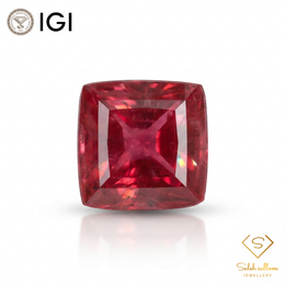 IGI Certified Natural Rubellite Tourmaline | 4.53 Carat Square Cabochon | Rich Purplish Pink Gemstone