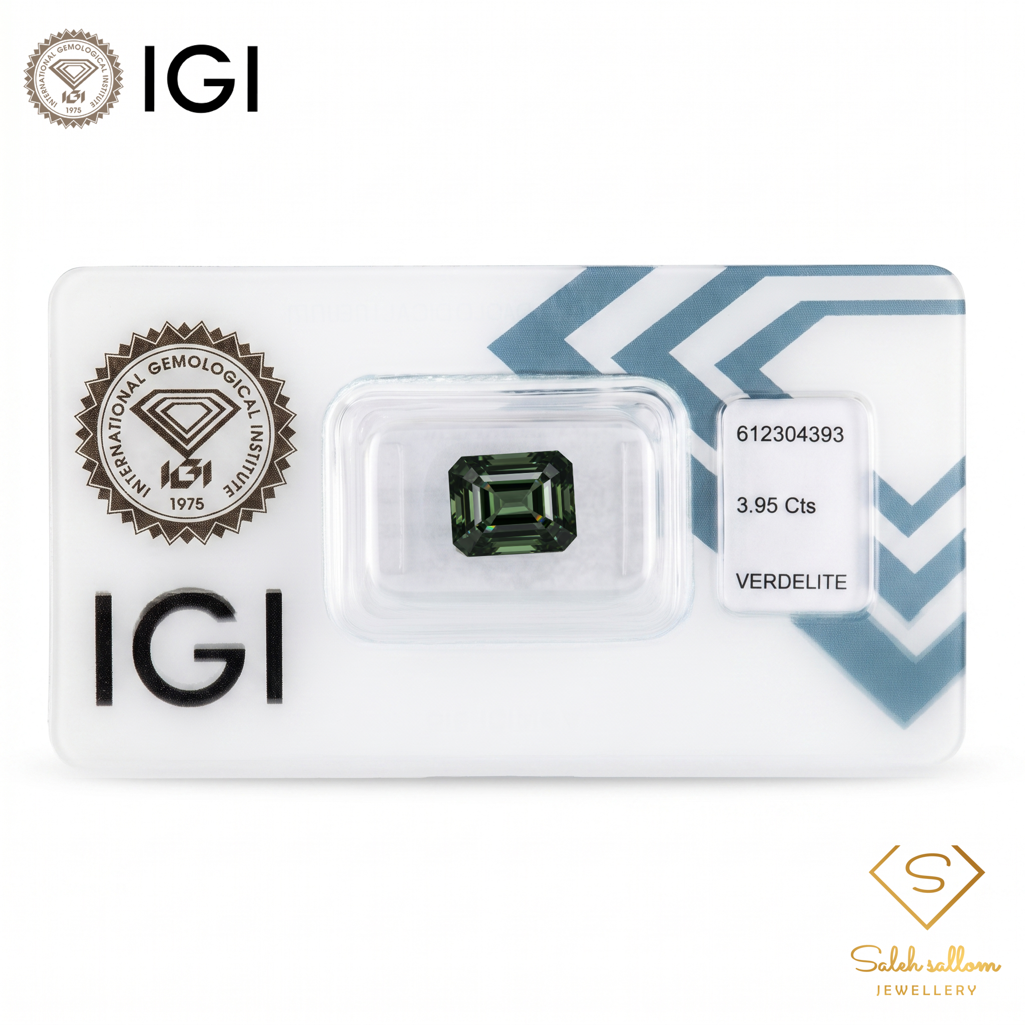IGI Certified Natural Verdelite Tourmaline | 3.95 Carat Emerald Mixed Cut | Dark Yellowish Green Statement Gemstone Secondary image