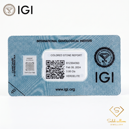 IGI Certified Natural Verdelite Tourmaline | 3.95 Carat Emerald Mixed Cut | Dark Yellowish Green Statement Gemstone
