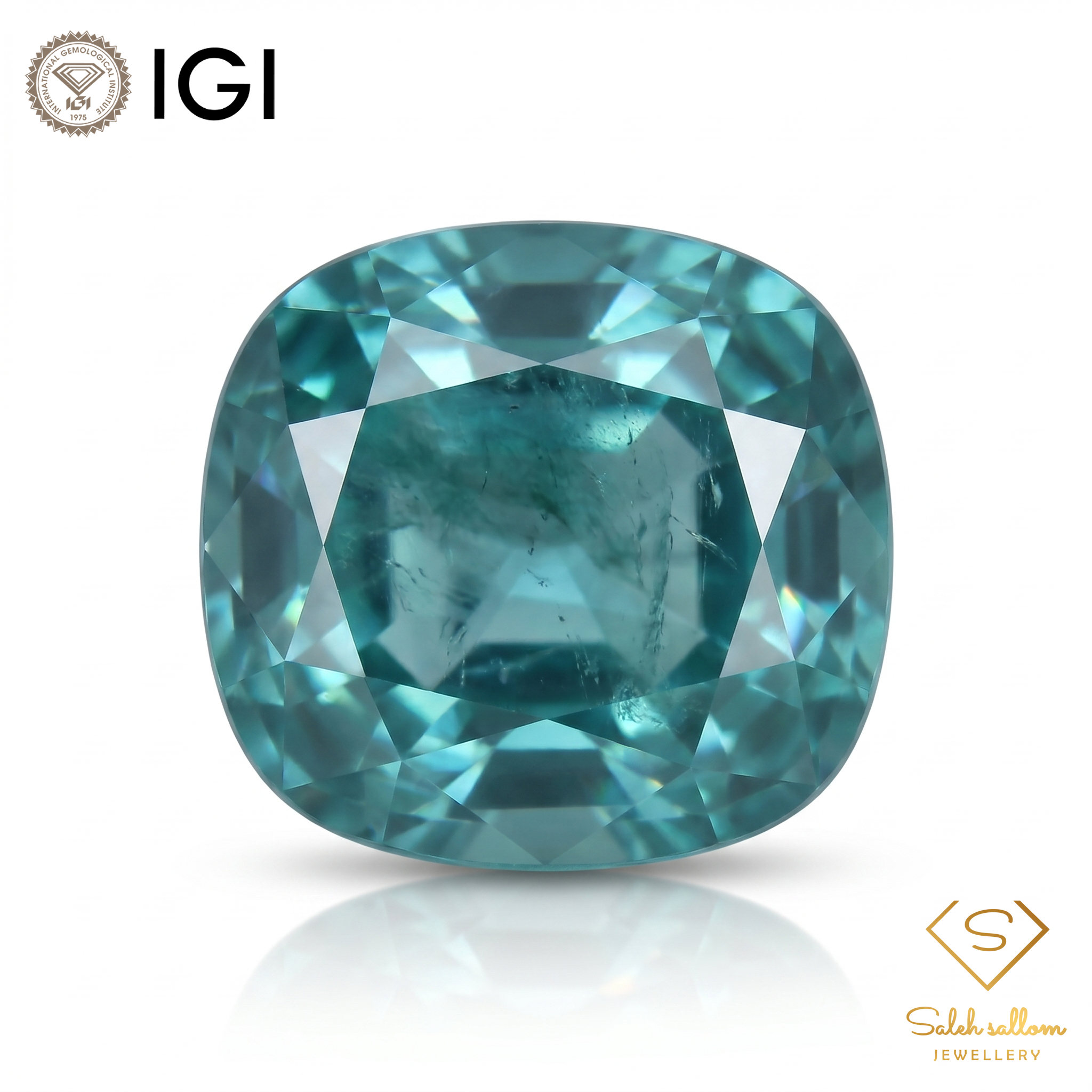 IGI Certified Natural Verdelite Tourmaline | 4.70 Carat Cushion Cut | Bluish Green Gemstone Main image