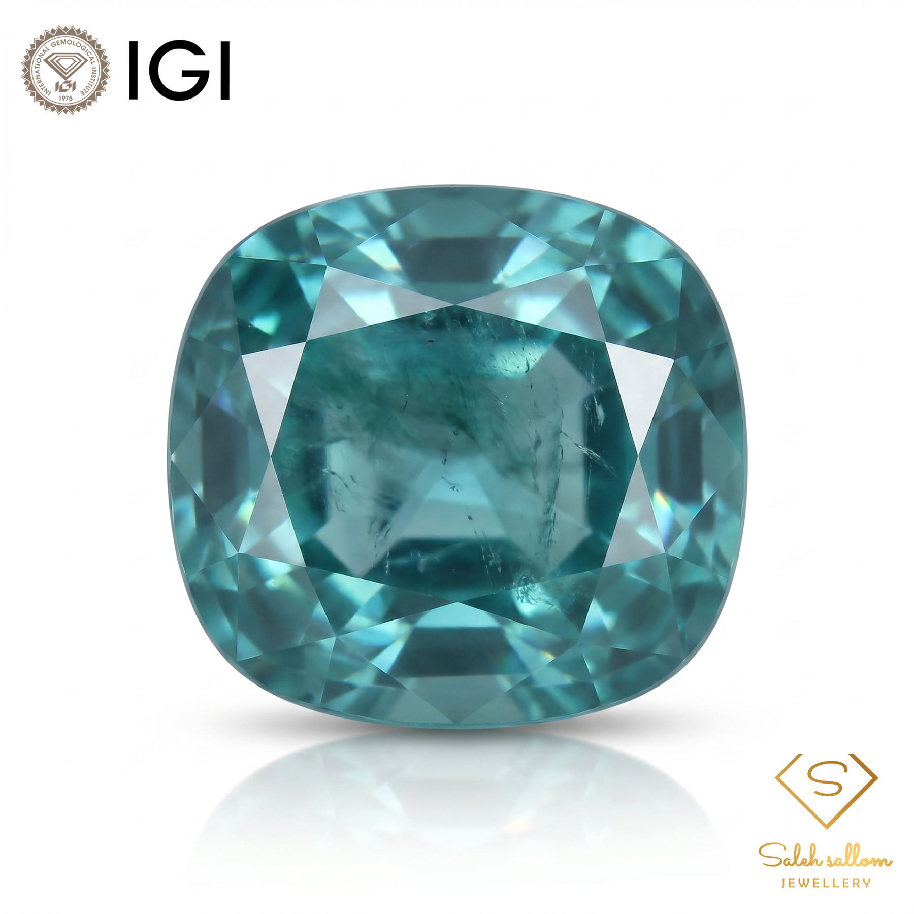 IGI Certified Natural Verdelite Tourmaline | 4.70 Carat Cushion Cut | Bluish Green Gemstone