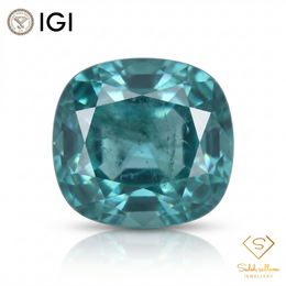 IGI Certified Natural Verdelite Tourmaline | 4.70 Carat Cushion Cut | Bluish Green Gemstone