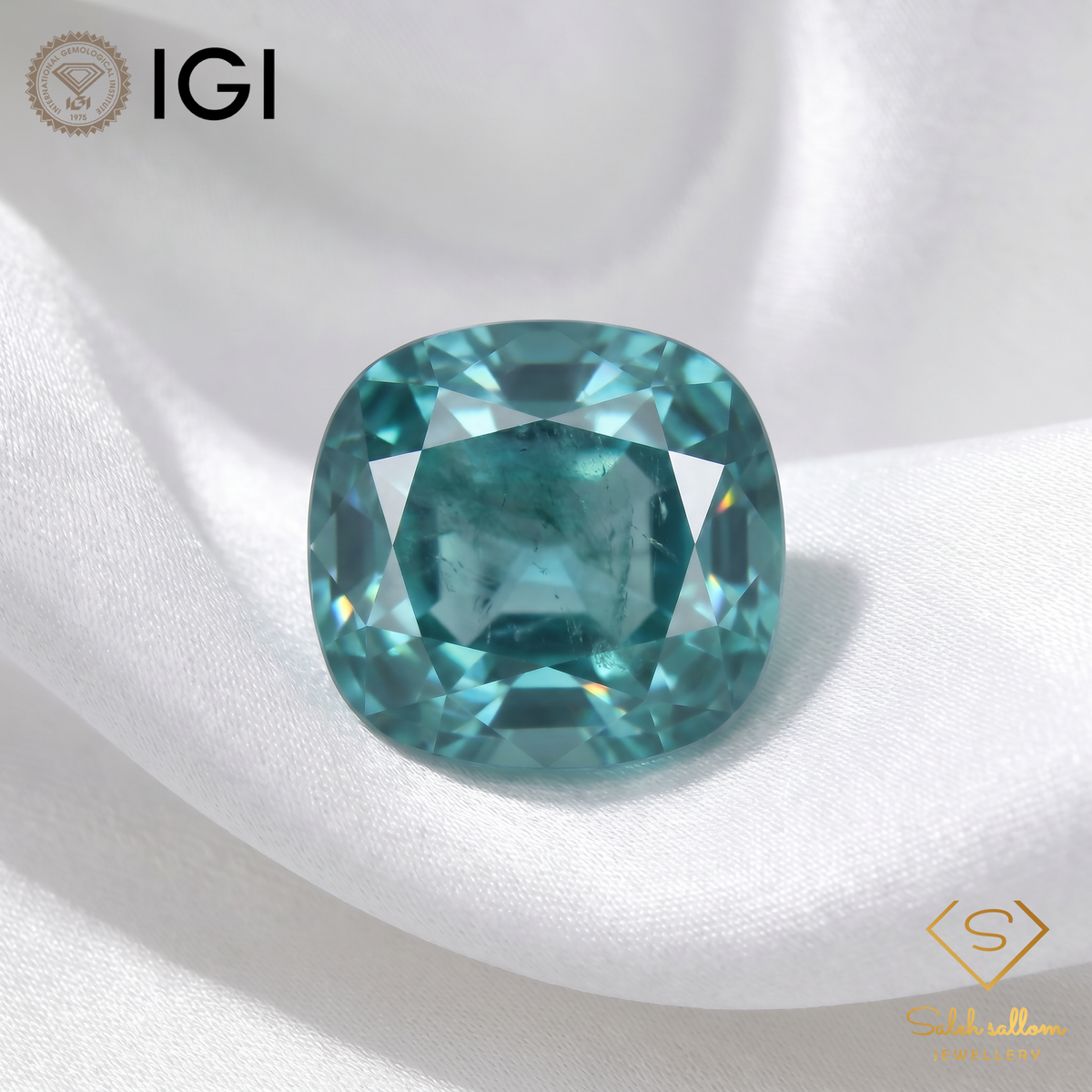 IGI Certified Natural Verdelite Tourmaline | 4.70 Carat Cushion Cut | Bluish Green Gemstone