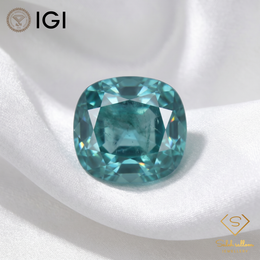 IGI Certified Natural Verdelite Tourmaline | 4.70 Carat Cushion Cut | Bluish Green Gemstone