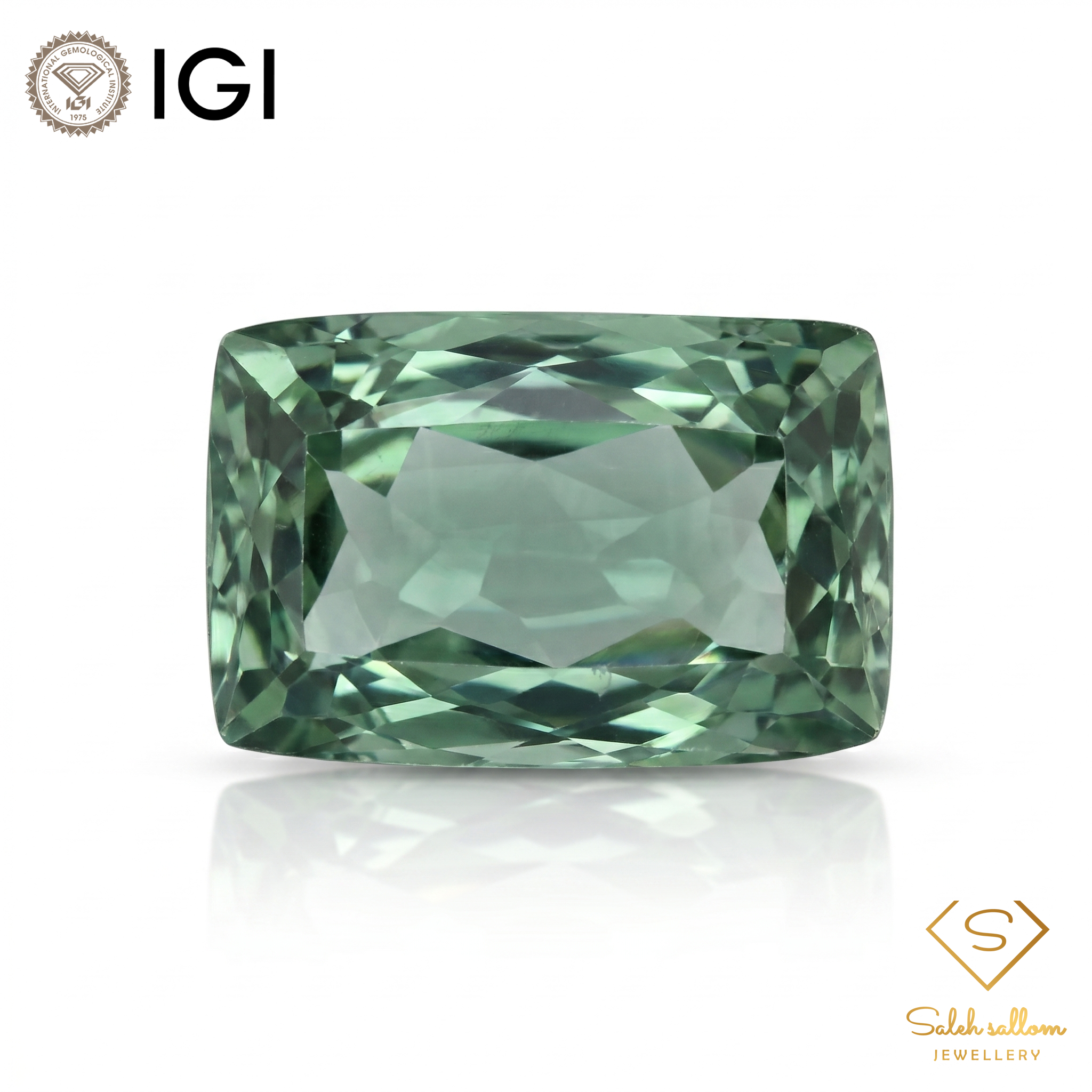 IGI Certified Natural Green Quartz | 8.80 Carat Cushion Cut | Yellowish Green Statement Gemstone Main image