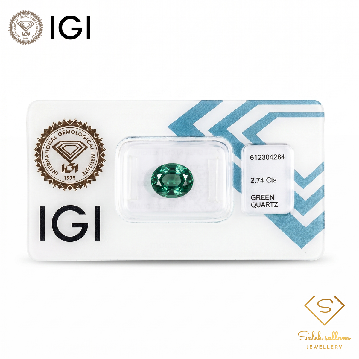 IGI Certified Natural Green Quartz | 2.74 Carat Oval Cut | Deep Green Transparent Gemstone