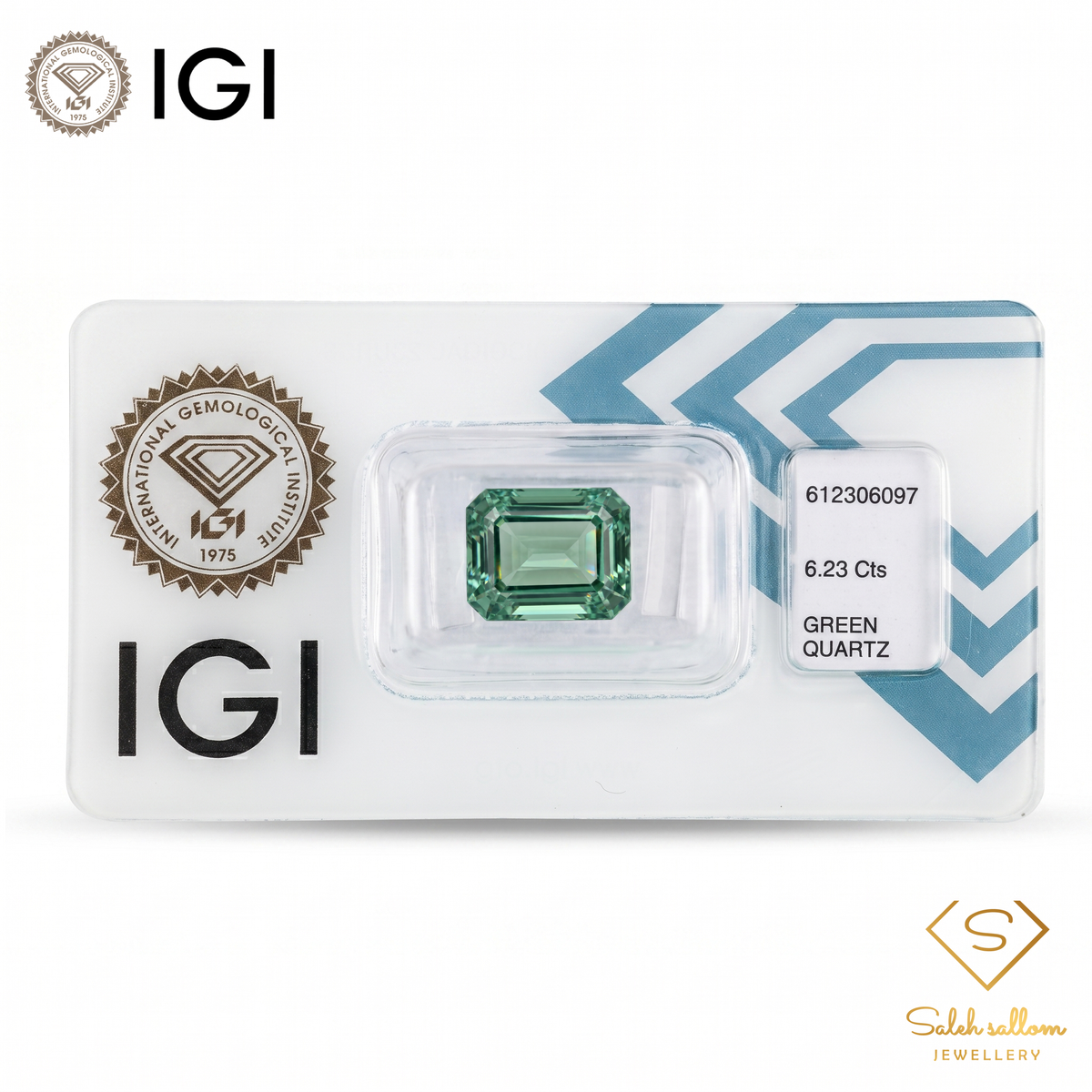 IGI Certified Natural Green Quartz | 6.23 Carat Emerald Cut | Yellowish Green Statement Gemstone-Saleh Sallom