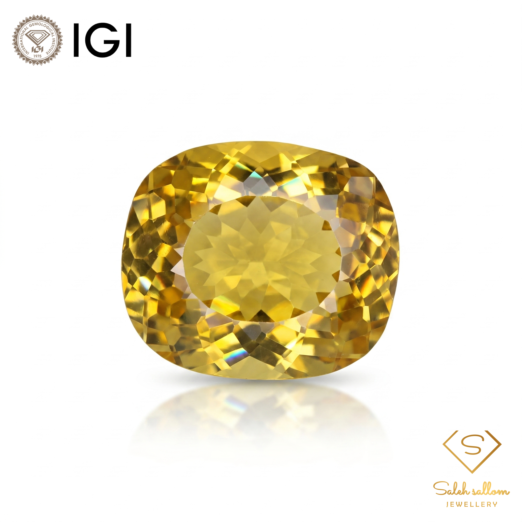IGI Certified Golden Citrine | 9.07 Carat Cushion Cut | Elegant Everyday Luxury Gem Main image
