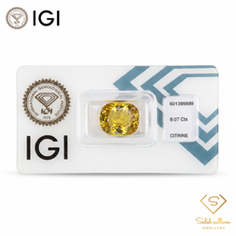 IGI Certified Golden Citrine | 9.07 Carat Cushion Cut | Elegant Everyday Luxury Gem