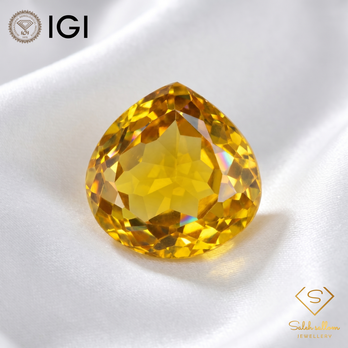 IGI Certified Golden Pear Citrine | 24.40 Carat | Elegant Statement Gem
