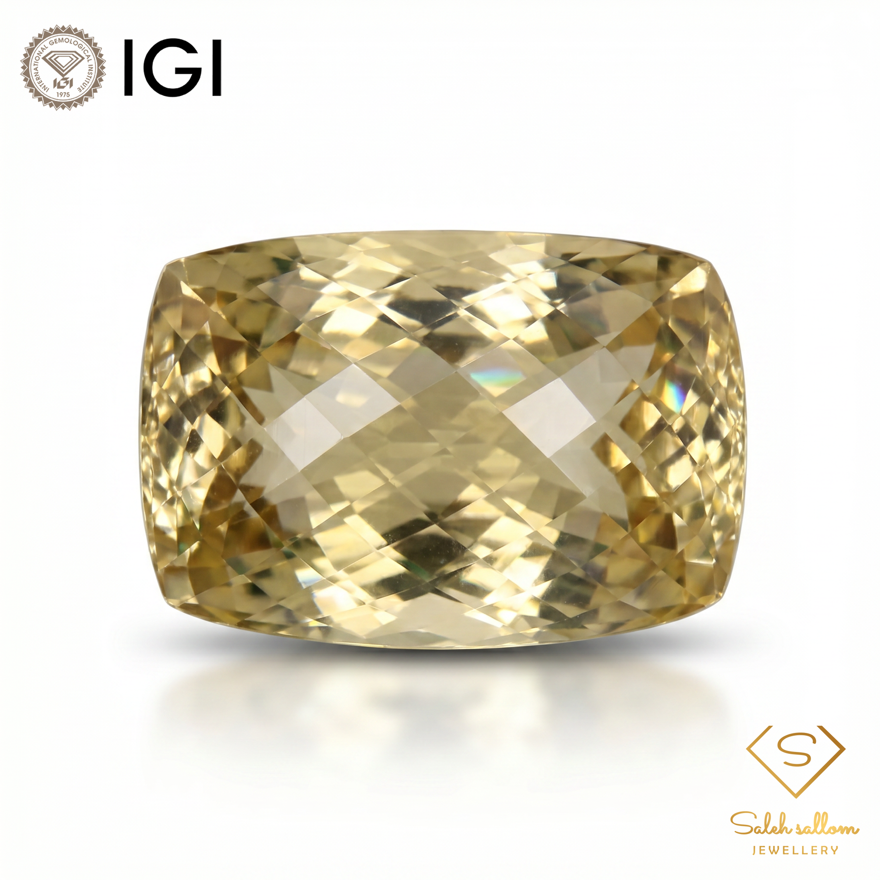 IGI Certified Natural Citrine Quartz | 37.93 Carat Cushion Rose Cut | Collector Size Golden Statement Gemstone