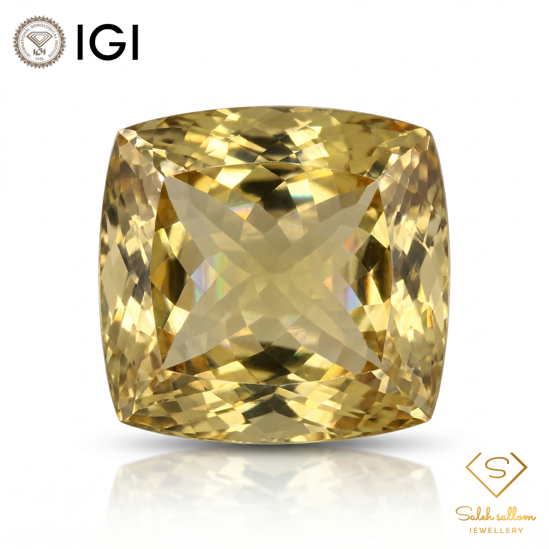 IGI Certified Extra Large Golden Citrine | 47.73 Carat Cushion Cut | Statement Luxury Gem