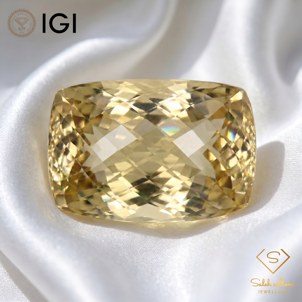 IGI Certified Natural Citrine Quartz | 37.93 Carat Cushion Rose Cut | Collector Size Golden Statement Gemstone