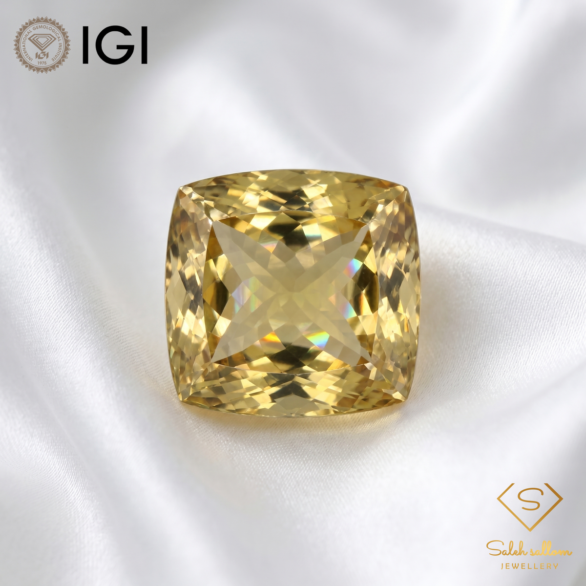 IGI Certified Extra Large Golden Citrine | 47.73 Carat Cushion Cut | Statement Luxury Gem