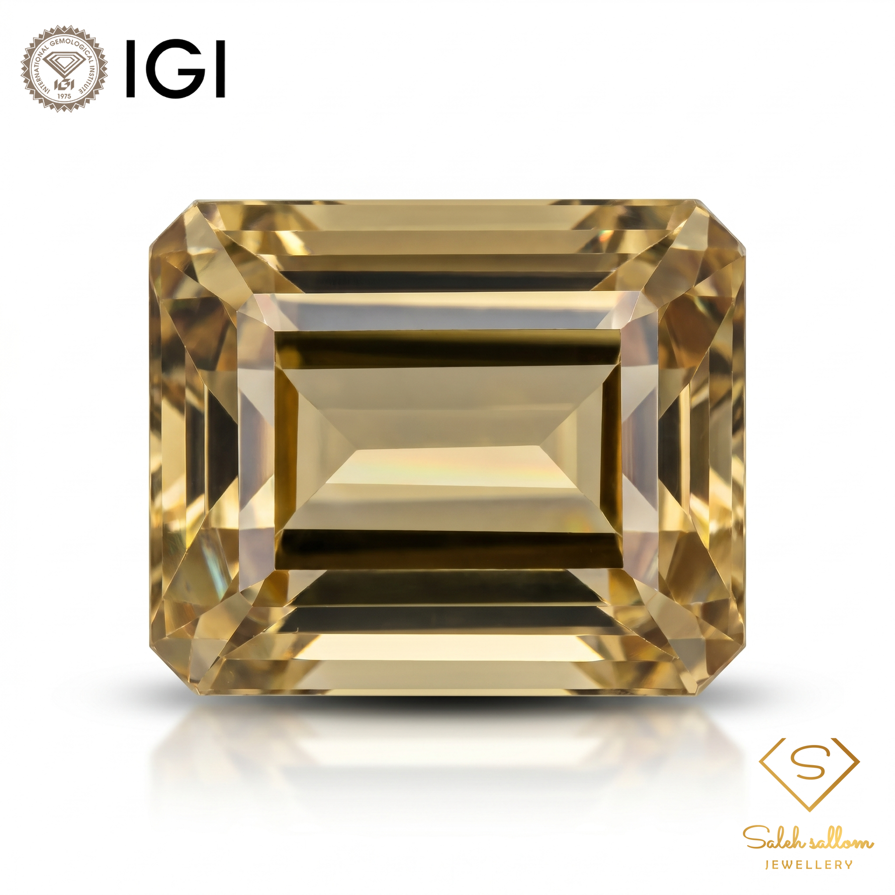 IGI Certified Golden Citrine Quartz | 24.75 Carat Emerald Cut | Statement Luxury Gem
