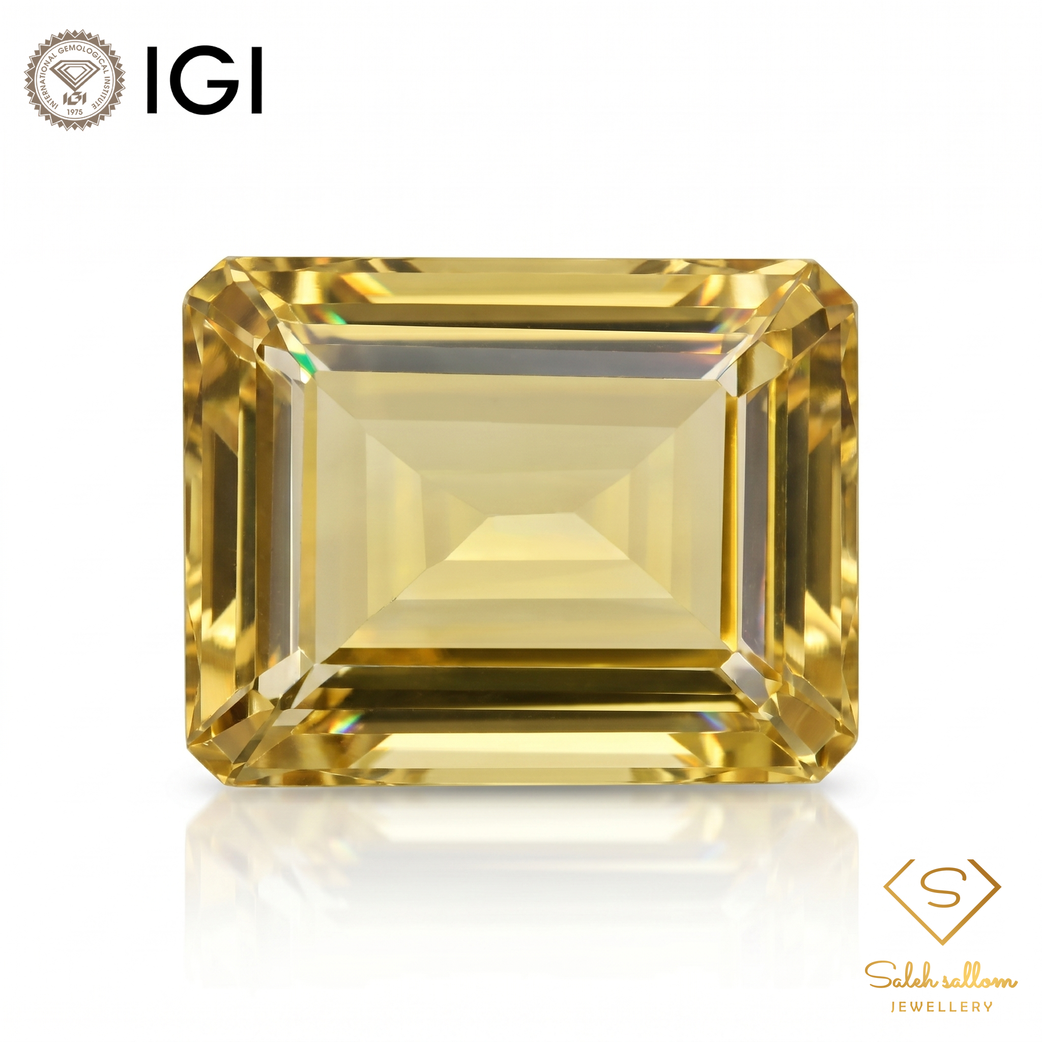 IGI Certified Golden Citrine | 42.01 Carat Emerald Cut | Collector Statement Gem Main image