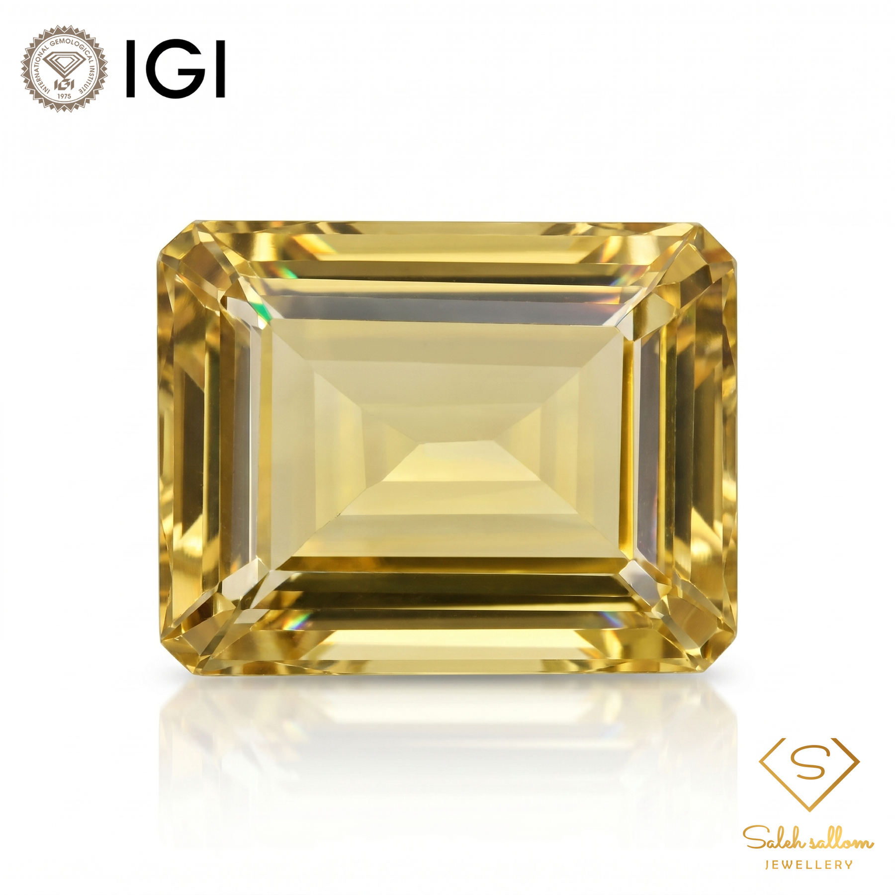 IGI Certified Golden Citrine | 42.01 Carat Emerald Cut | Collector Statement Gem