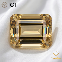 IGI Certified Golden Citrine Quartz | 24.75 Carat Emerald Cut | Statement Luxury Gem