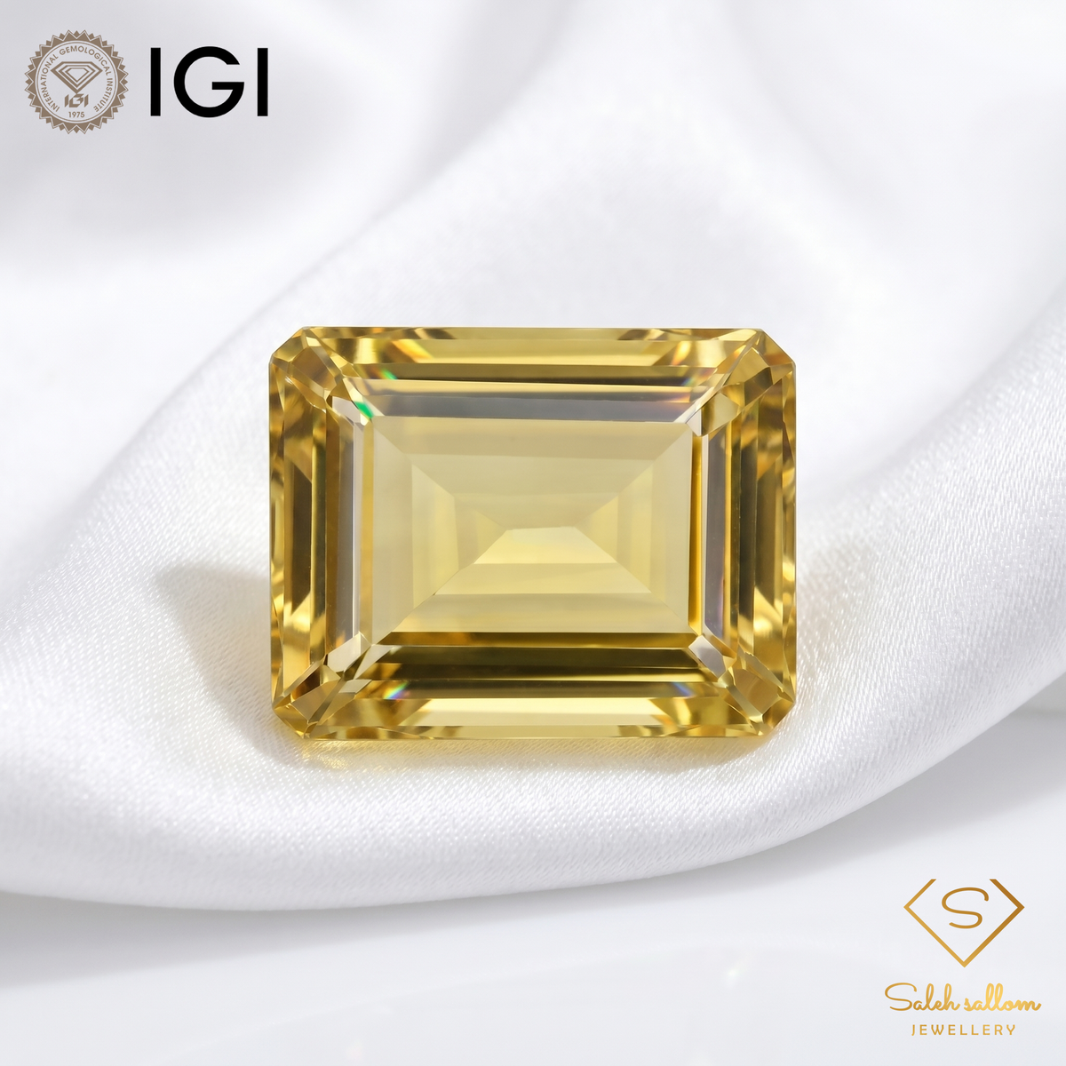 IGI Certified Golden Citrine | 42.01 Carat Emerald Cut | Collector Statement Gem