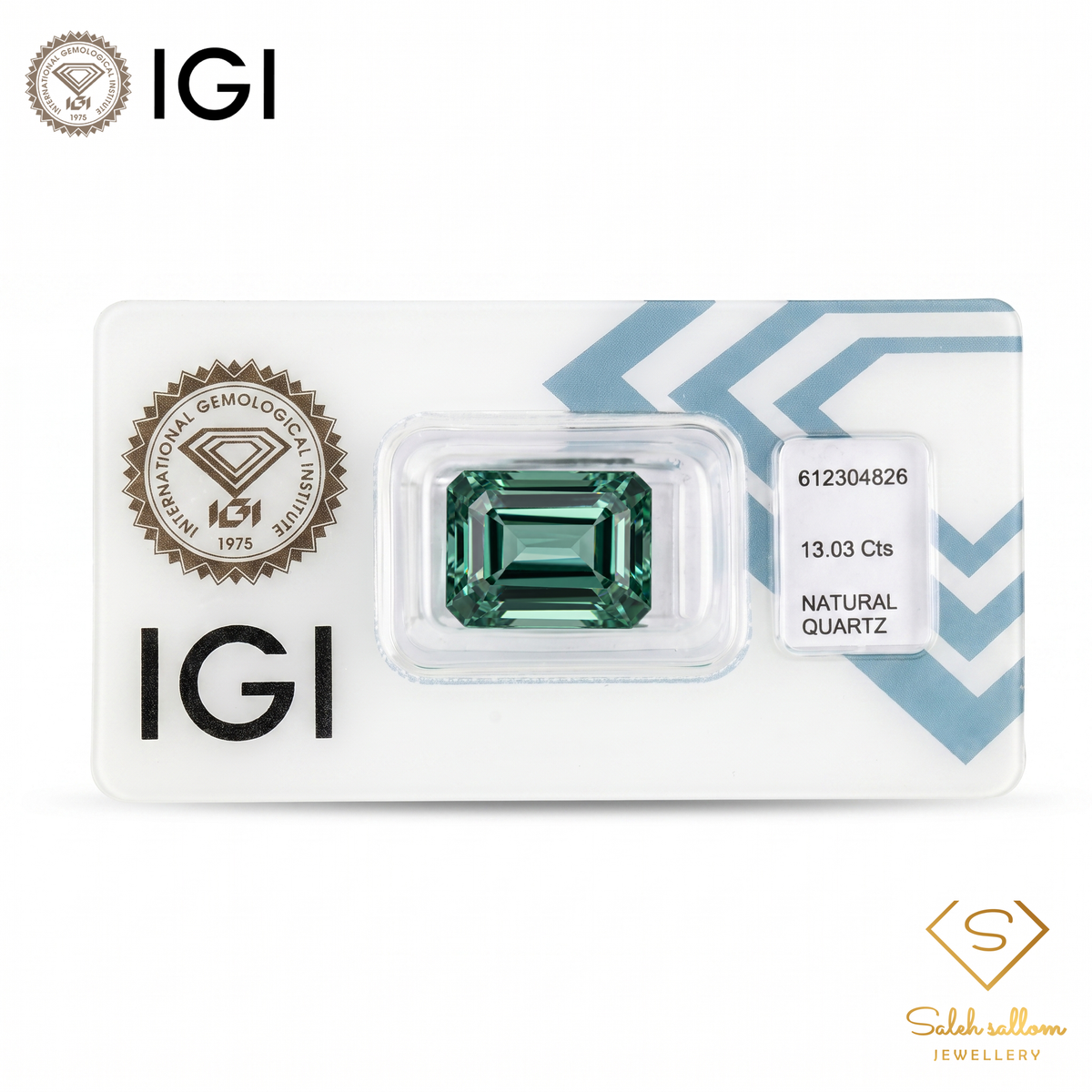 IGI Certified Natural Green Quartz | 13.03 Carat Emerald Cut | Vibrant Green Gemstone