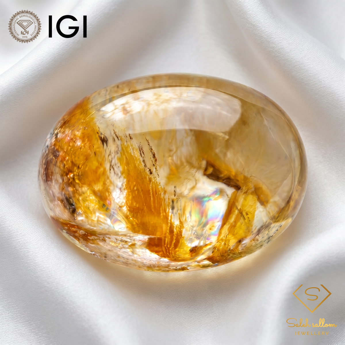 IGI Certified Natural Quartz Cabochon | 59.25 Carat Collector Stone | Unique Inclusion Pattern
