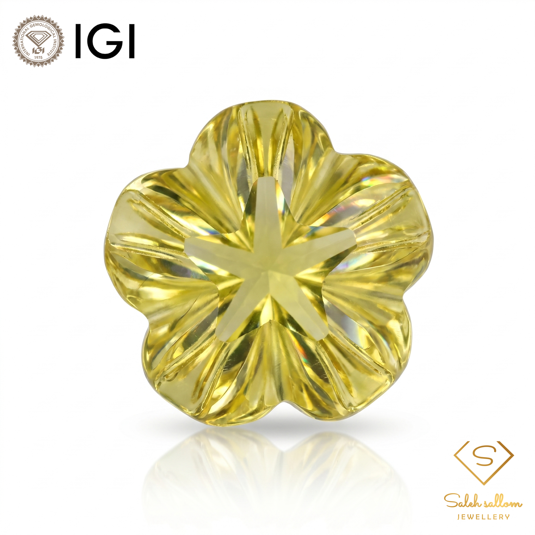 IGI Certified Golden Flower Cut Gem | 12.86 Carat | Designer Statement Stone