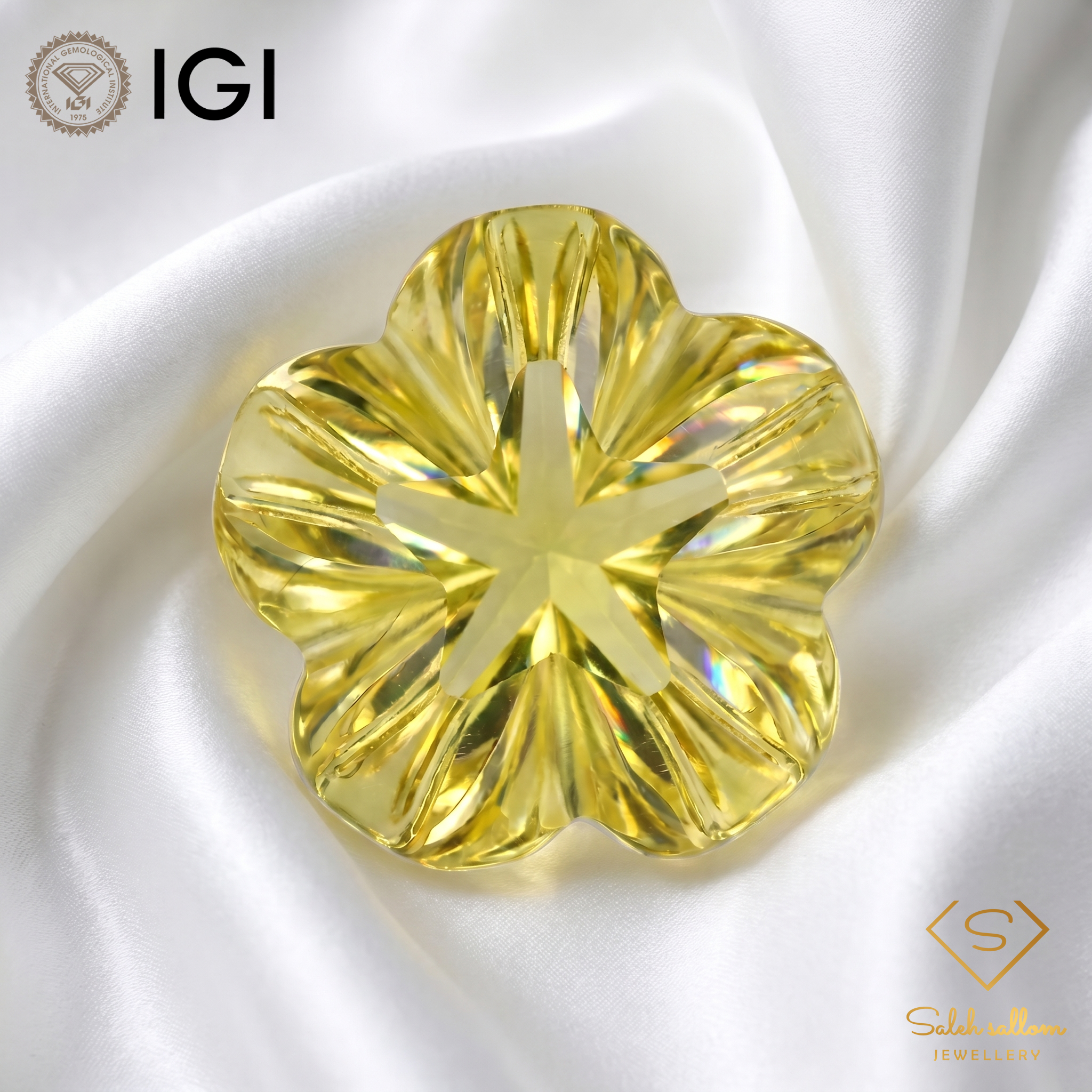 IGI Certified Golden Flower Cut Gem | 12.86 Carat | Designer Statement Stone Secondary image