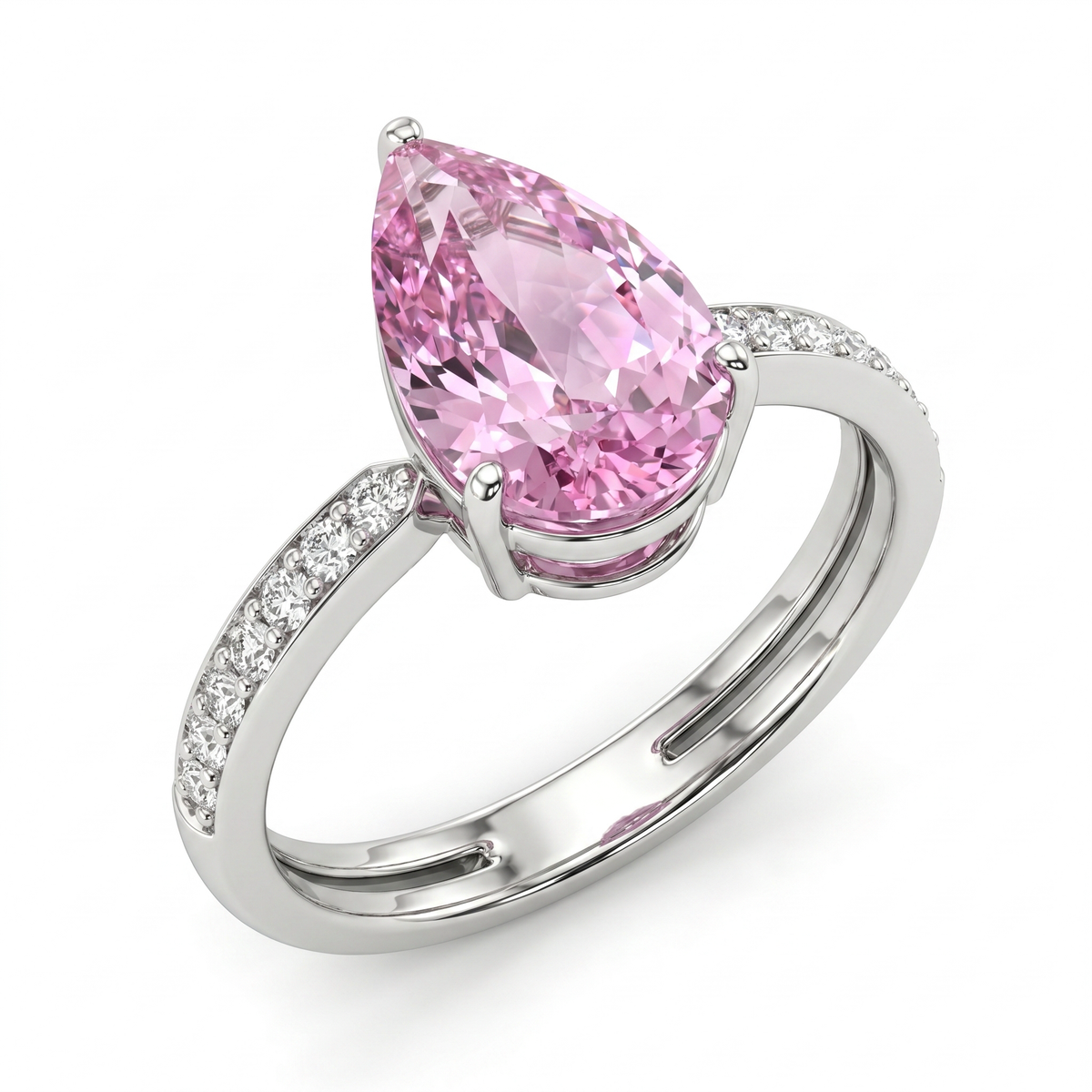 Lab Grown Pink Diamond Ring | 3.72 CT Total Diamonds | 9K White Gold-Saleh Sallom