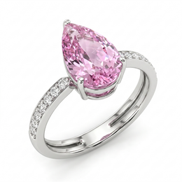 Lab Grown Pink Diamond Ring | 3.72 CT Total Diamonds | 9K White Gold-Saleh Sallom