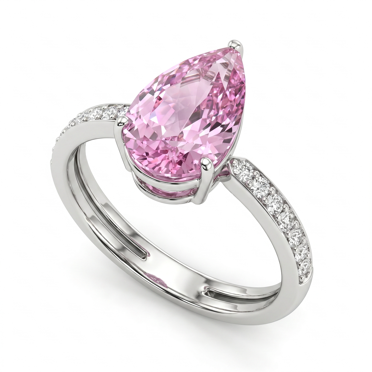 Lab Grown Pink Diamond Ring | 3.72 CT Total Diamonds | 9K White Gold-Saleh Sallom