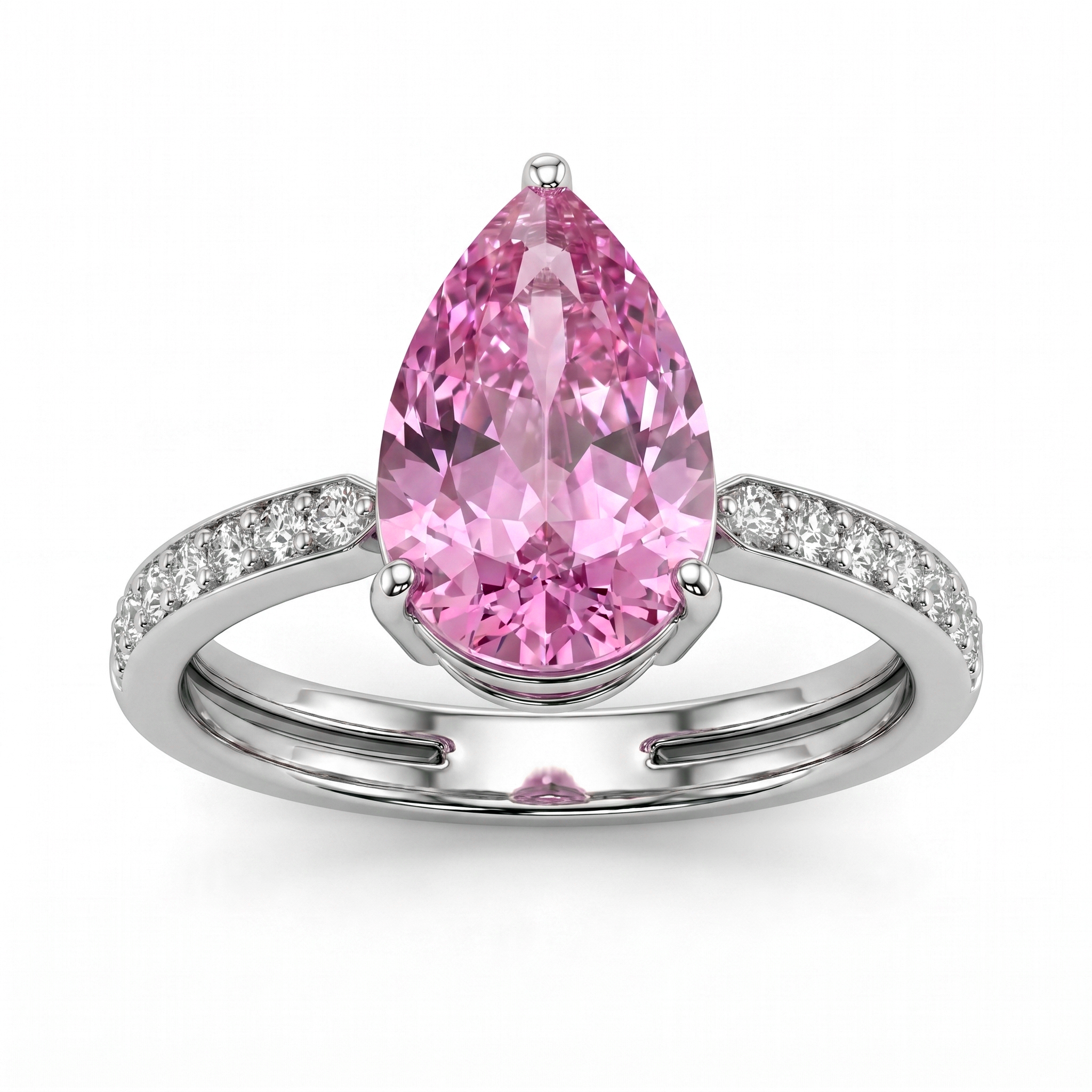 Lab Grown Pink Diamond Ring | 3.72 CT Total Diamonds | 9K White Gold-Saleh Sallom Main image