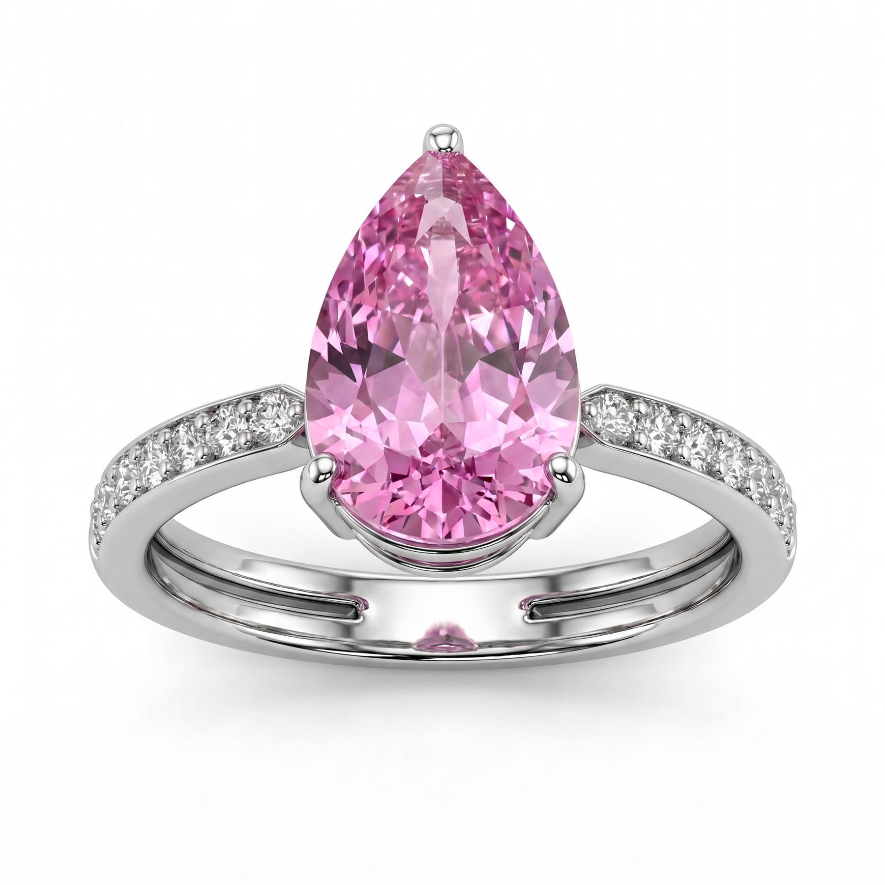 Lab Grown Pink Diamond Ring | 3.72 CT Total Diamonds | 9K White Gold-Saleh Sallom