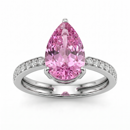 Lab Grown Pink Diamond Ring | 3.72 CT Total Diamonds | 9K White Gold-Saleh Sallom