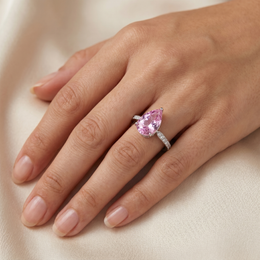 Lab Grown Pink Diamond Ring | 3.72 CT Total Diamonds | 9K White Gold-Saleh Sallom