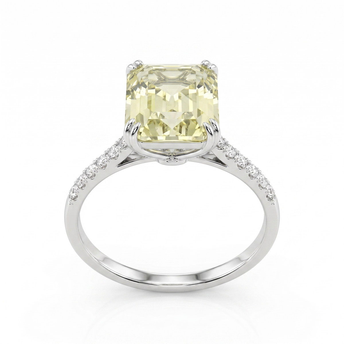 Lab-Grown Yellow Diamond Ring | 5.31 CT Total Diamonds | 18K White Gold-Saleh Sallom