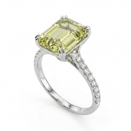Lab-Grown Yellow Diamond Ring | 5.31 CT Total Diamonds | 18K White Gold-Saleh Sallom