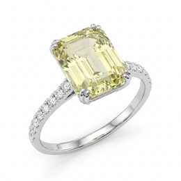 Lab-Grown Yellow Diamond Ring | 5.31 CT Total Diamonds | 18K White Gold-Saleh Sallom