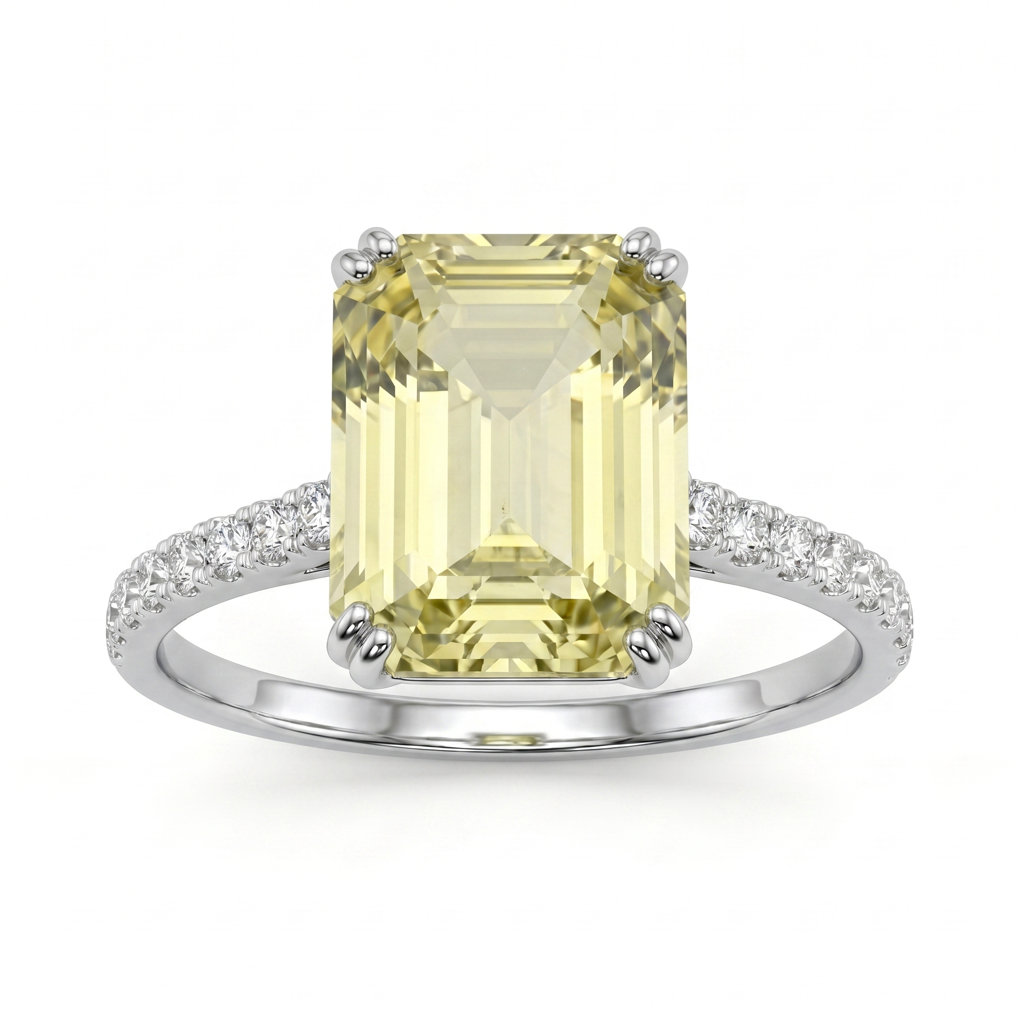 Lab-Grown Yellow Diamond Ring | 5.31 CT Total Diamonds | 18K White Gold-Saleh Sallom Main image