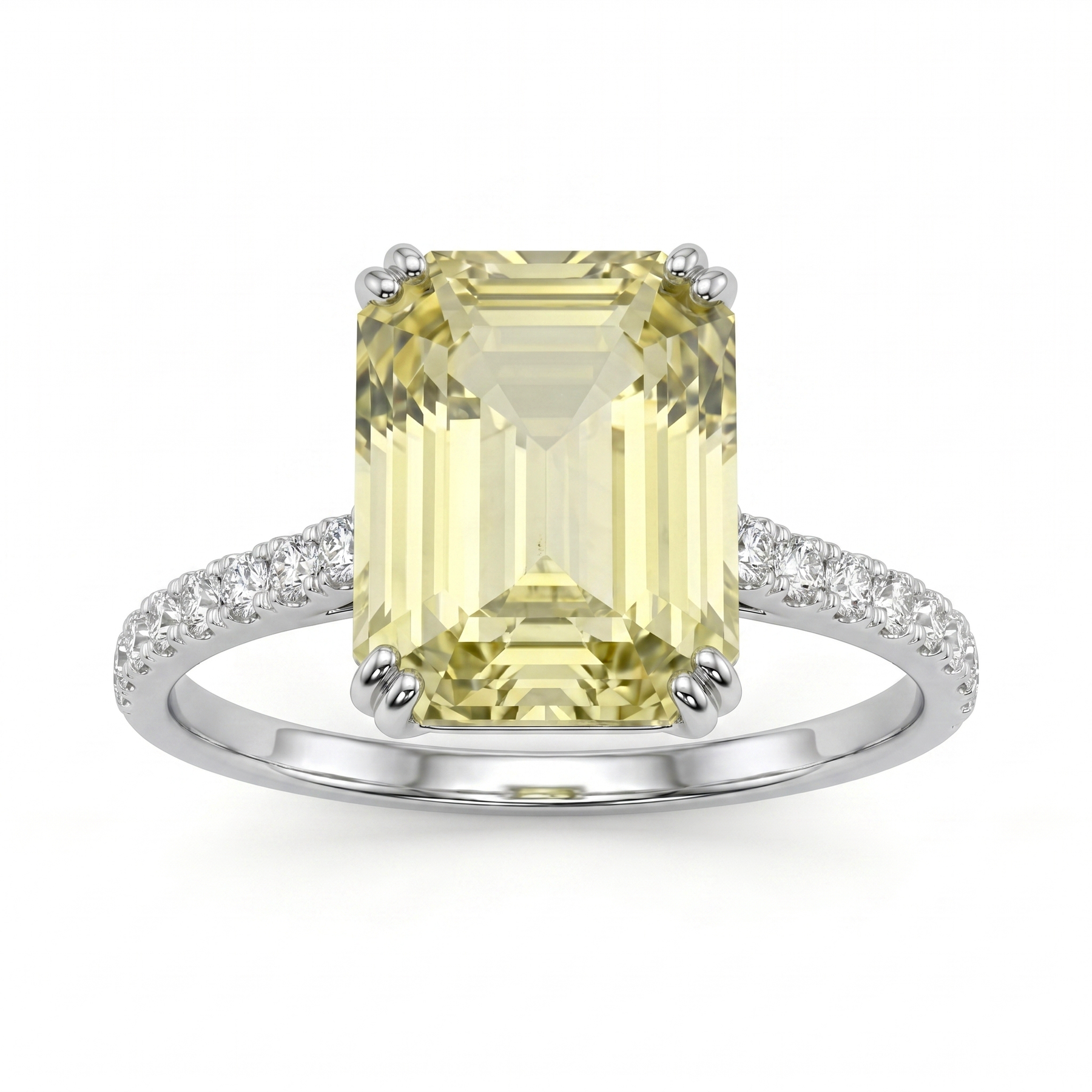 Lab-Grown Yellow Diamond Ring | 5.31 CT Total Diamonds | 18K White Gold-Saleh Sallom