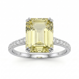 Lab-Grown Yellow Diamond Ring | 5.31 CT Total Diamonds | 18K White Gold-Saleh Sallom