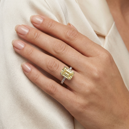 Lab-Grown Yellow Diamond Ring | 5.31 CT Total Diamonds | 18K White Gold-Saleh Sallom